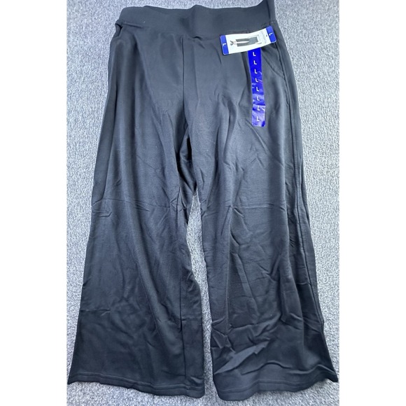 Sentimental Pants Women's Large Black Cropped Stretch Wide Leg Comfy Pockets New - Picture 1 of 11